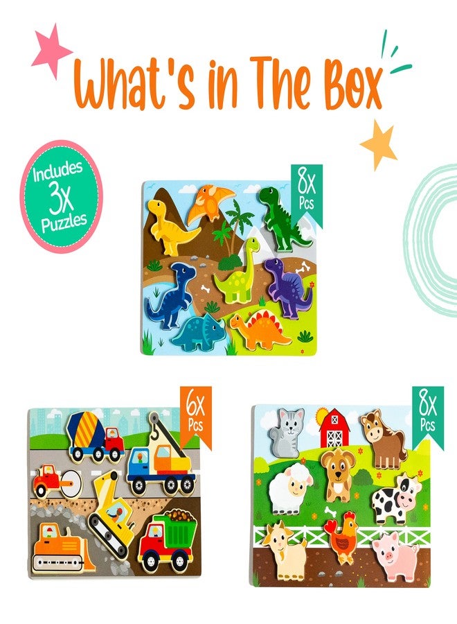 Klevly Large 3 Pk Wooden Toddler Puzzles Ages 2-4 | Wooden Puzzles for Toddlers 1-3 | Montessori Toys for 2 Year Old | Toddler Toys Age 2-4 | Educational | STEM - Image 5